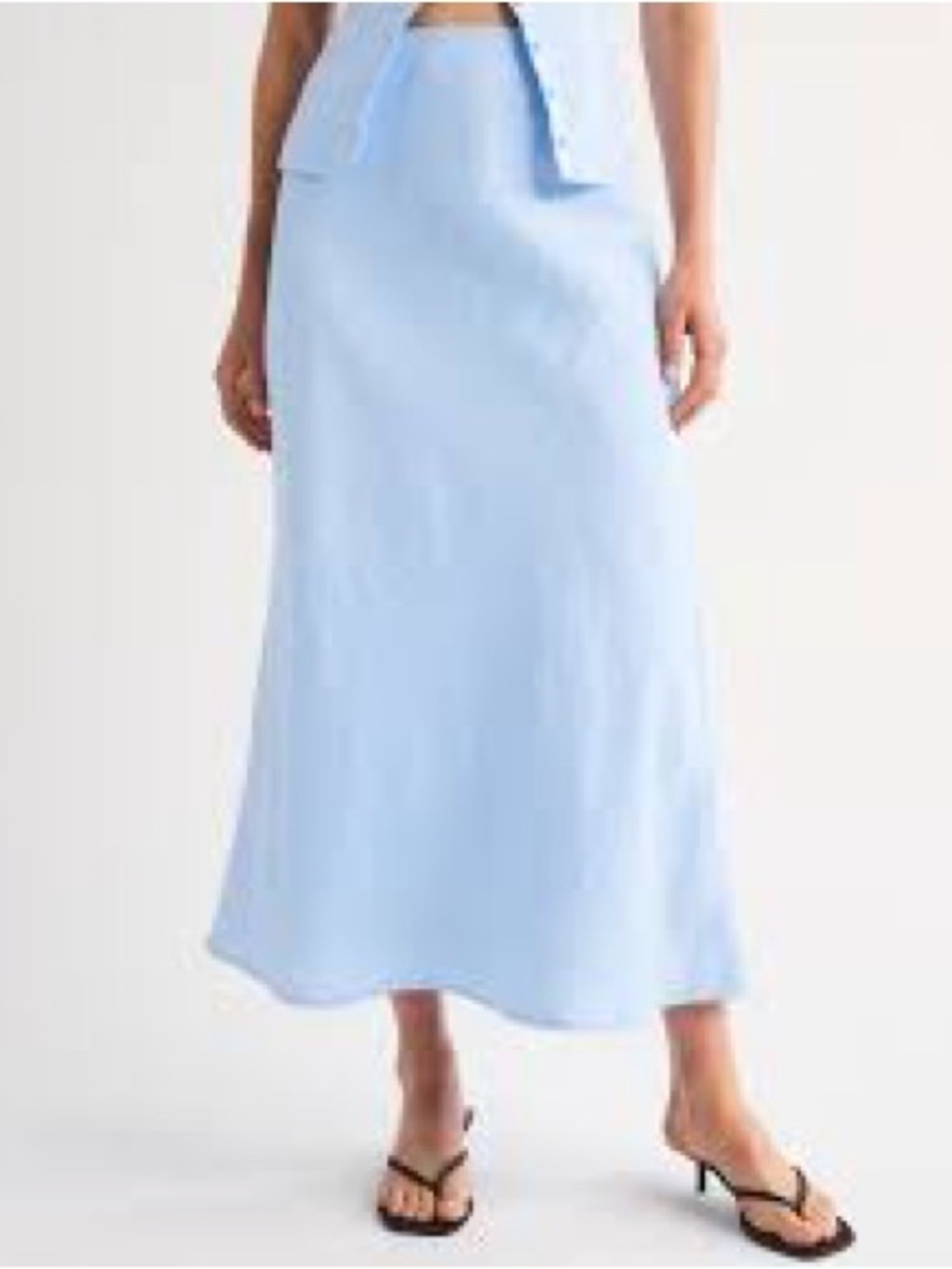 Light Blue Midi Skirt with Fluid A-Line Silhouette
